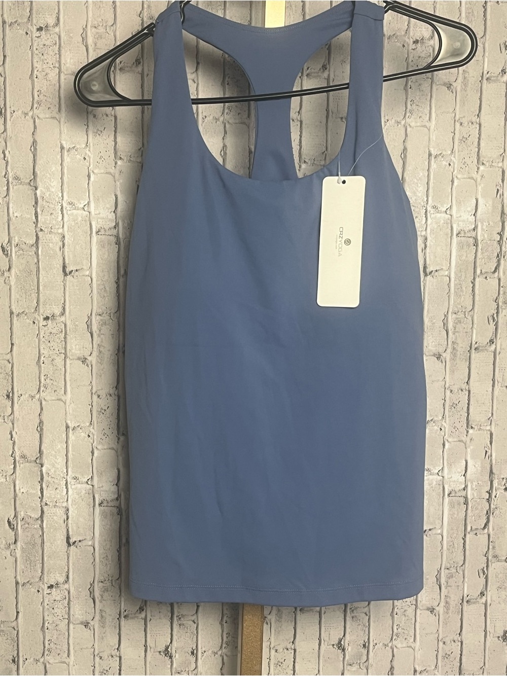 CRZ YOGA Washed Denim Built In Bra Tank Top XL NWT